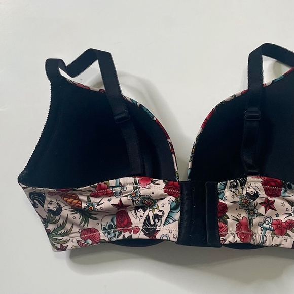 TORRID Curve Mermaid Tattoo Print Push Up Bra‎ Underwire Pin-Up Girl Retro 40DDD - Picture 6 of 13